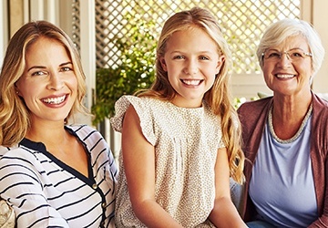 Mother daughter and grandmother smiling together