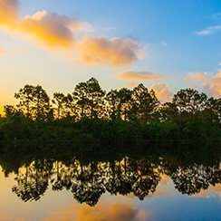 View of sunset over lake