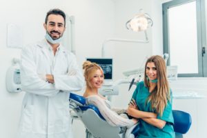 Patient visiting the dentist to receive dental fillings
